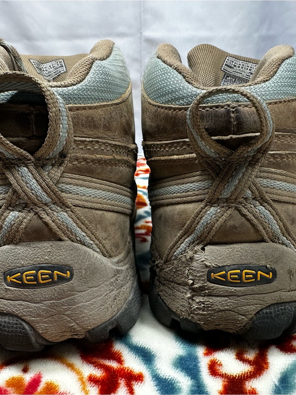 Keen Women's Taupe and Light Blue Lace-Up Hiking Boots - Picture 2 of 6